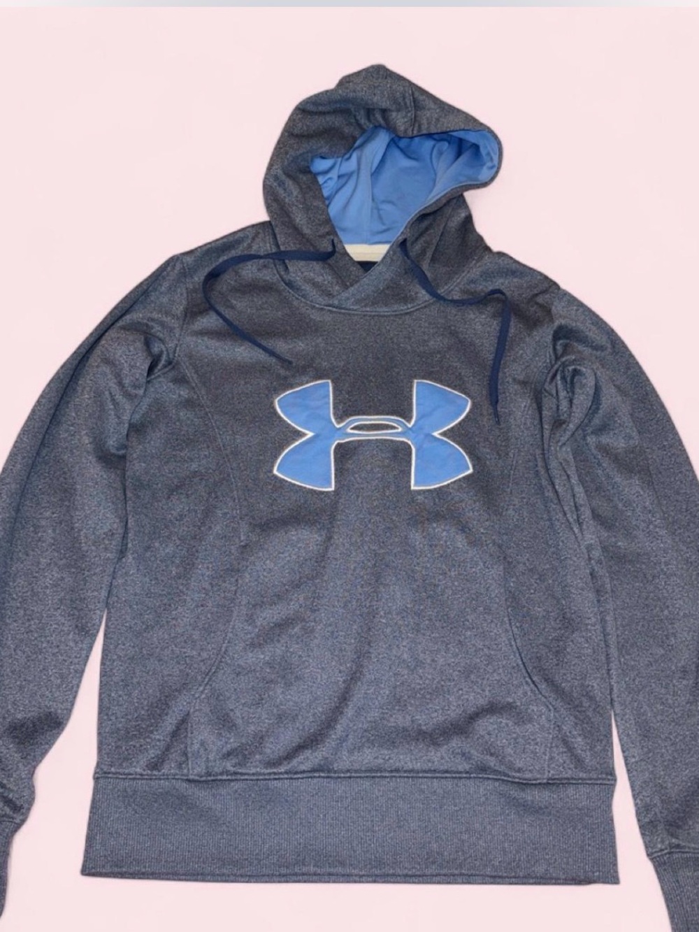 Under Armour Men’s Navy Heather Hoodie with Light Blue Logo